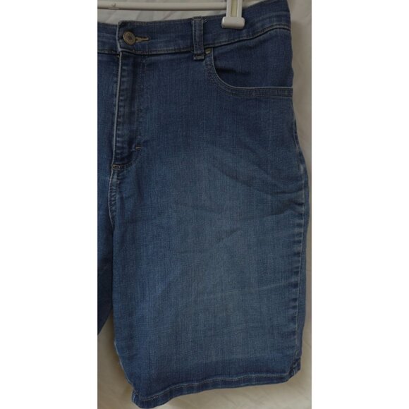 Lee Womens 14M Blue Medium Wash Relaxed Fit 5 Pocket Stretch Denim Shorts 34x10 - Picture 3 of 9